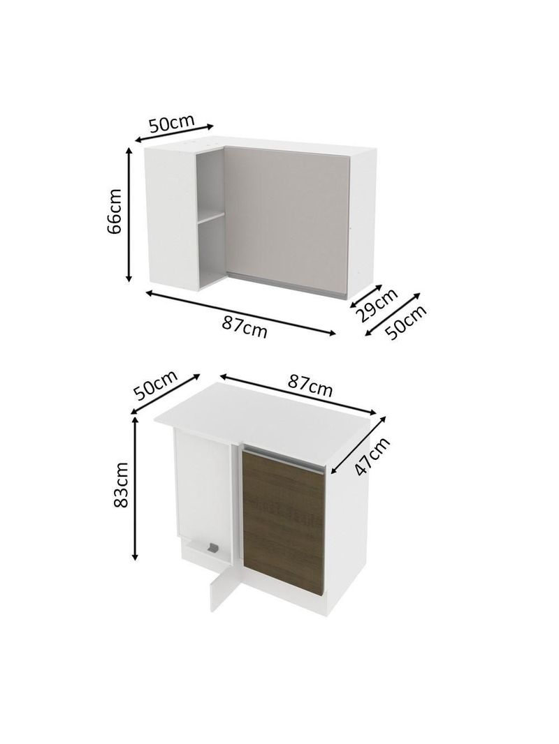 Kit Canto Reto Smart MDF 2 Portas Nicho Rustic Crema Madesa