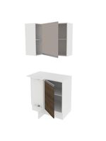 Kit Canto Reto Smart MDF 2 Portas Nicho Rustic Crema Madesa