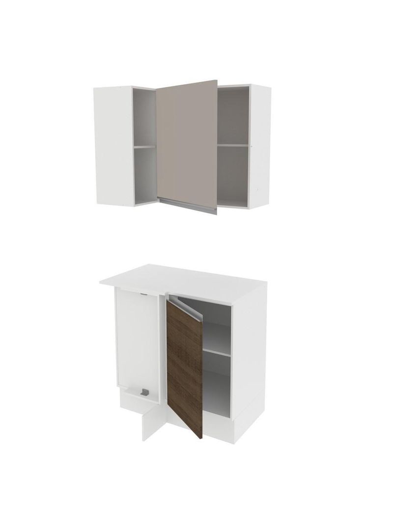 Kit Canto Reto Smart MDF 2 Portas Nicho Rustic Crema Madesa