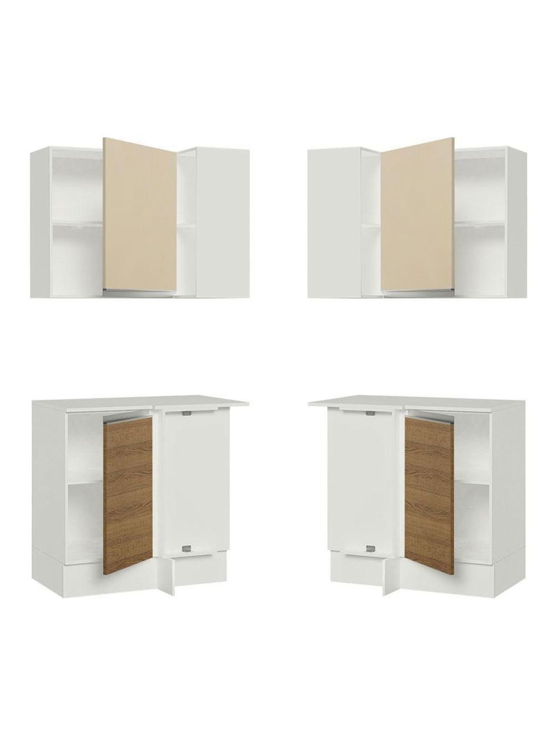Kit Canto Reto Smart MDF 2 Portas Nicho Rustic Crema Madesa