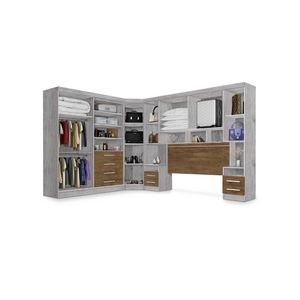 Dormitório Modulado Georgia Ja Avelã / Jequitibá P/ 1,38m Avelã / Jequitibá