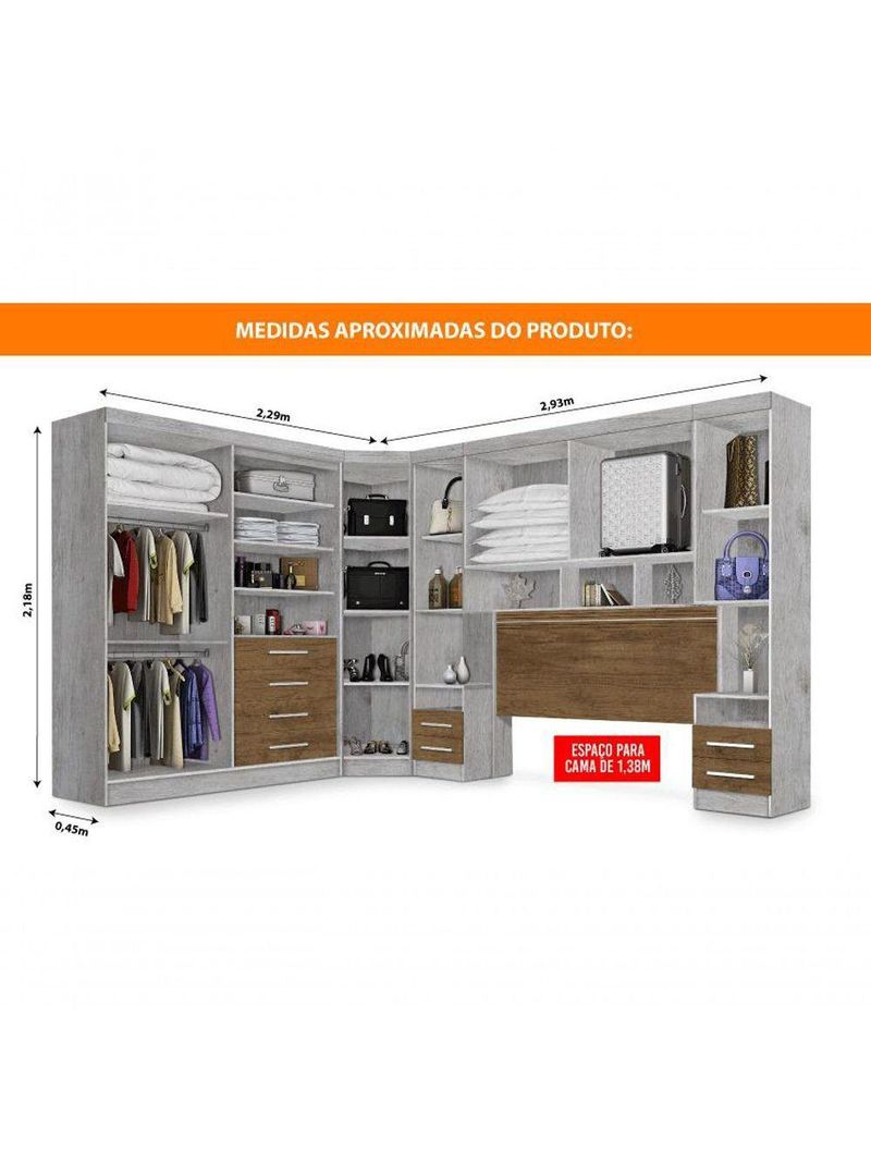 Dormitório Modulado Georgia Ja Avelã / Jequitibá P/Jequitibá