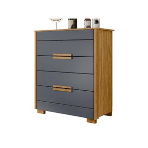 Cômoda Dhara 4 Gavetas Moval Freijó/Cinza