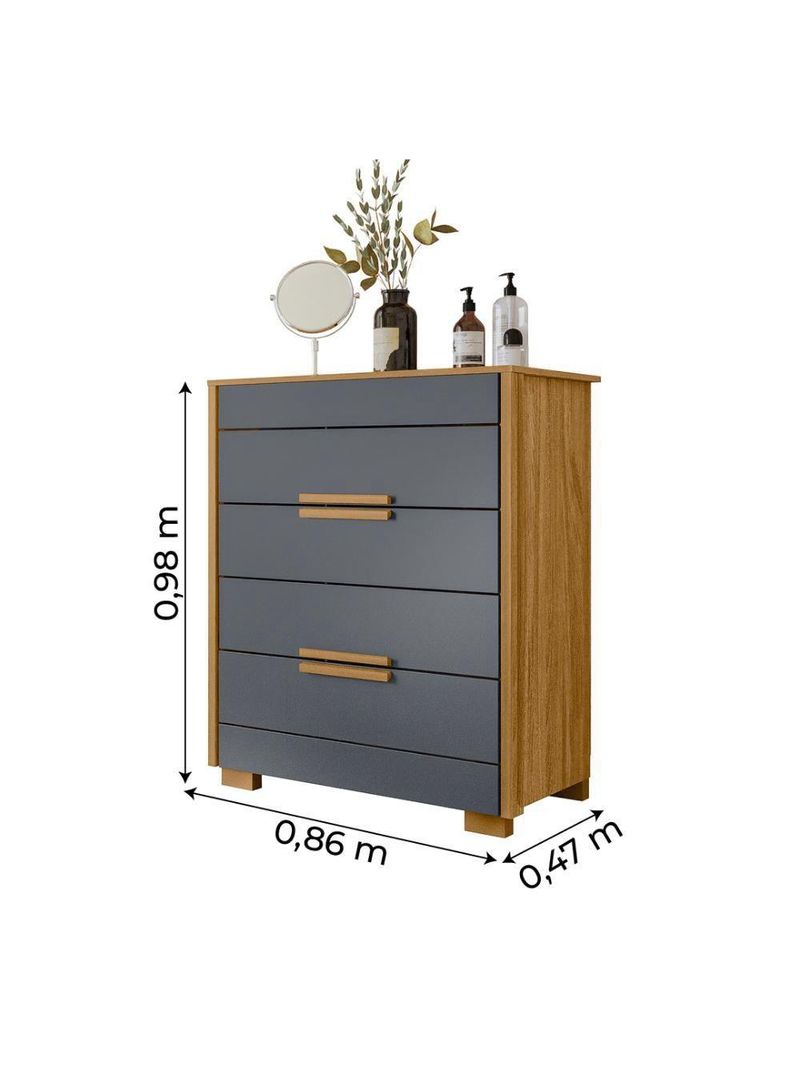 Cômoda Dhara 4 Gavetas Moval Freijó / Cinza Freijo Cinza