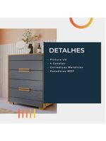 Cômoda Dhara 4 Gavetas Moval Freijó / Cinza Freijo Cinza