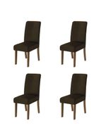 Conjunto com 4 Cadeiras Estofadas Sala de Jantar Grécia Cedro / Marrom Dobuê