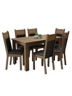 Mesa Tampo de Madeira com 6 Cadeiras Rustic Preto
