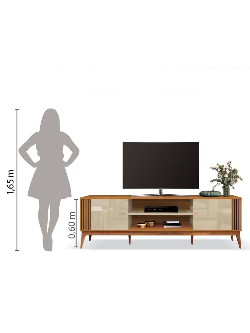 Rack Bancada Para Sala Tv Até 75" Legacy Cedro / Off White