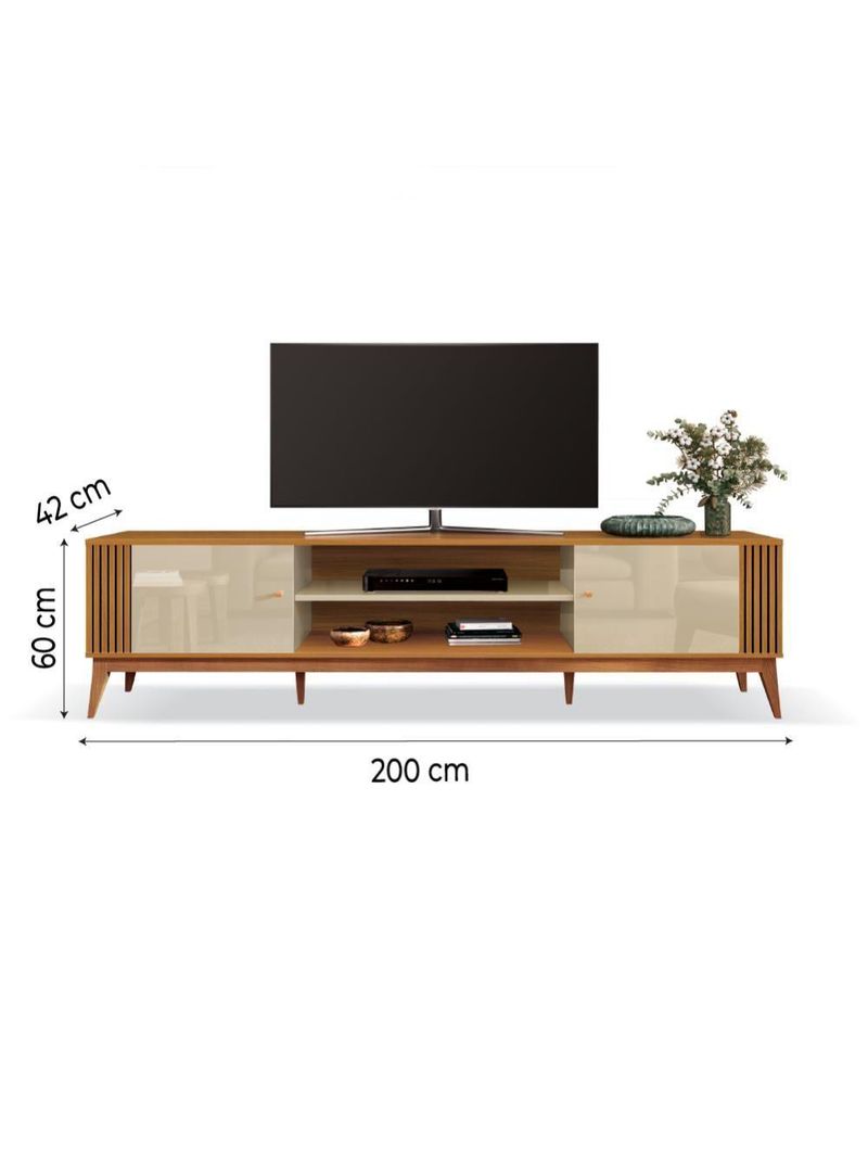 Rack Bancada Para Sala Tv Até 75" Legacy Cedro / Off White