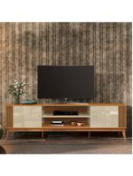 Rack Bancada Para Sala Tv Até 75" Legacy Cedro / Off White