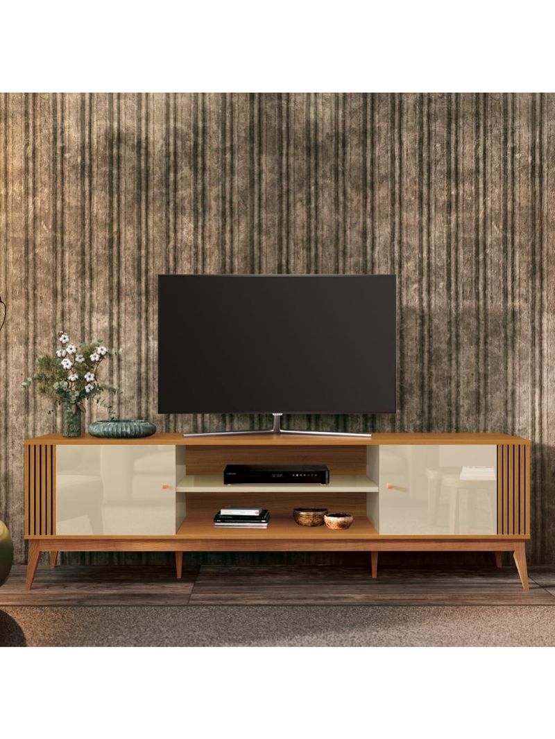 Rack Bancada Para Sala Tv Até 75" Legacy Cedro / Off White