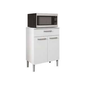 Armário De Cozinha Balcão Multiuso Para Micro Ondas Com Gaveta Diamante Branco Kit's Paraná Branco