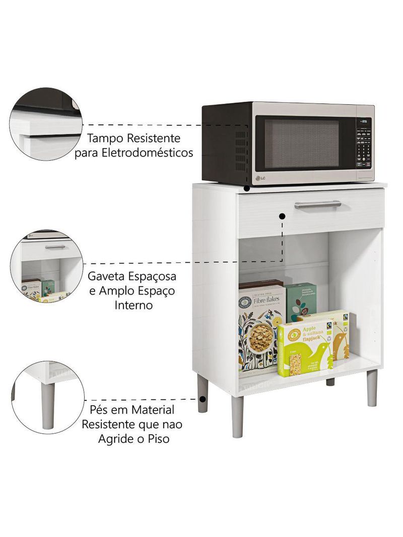 Armário De Cozinha Balcão Multiuso Kit's Paraná Branco