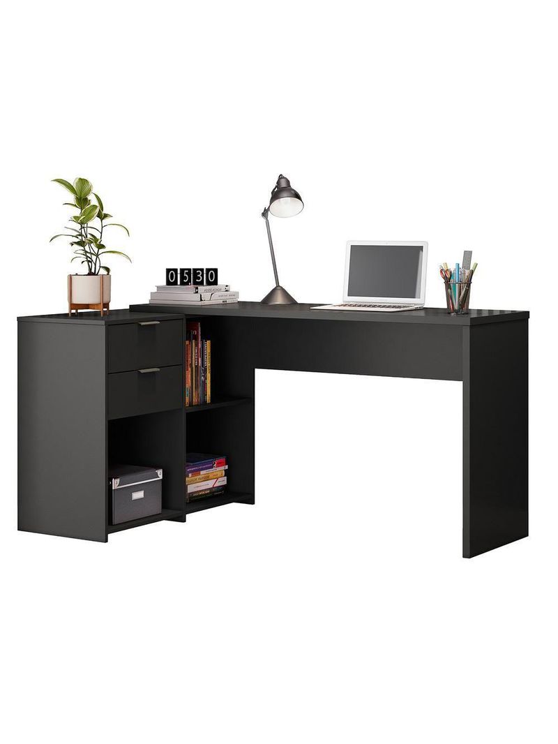 Escrivaninha Com Tampo Giratório 2 Gavetas Nt2060 Preto