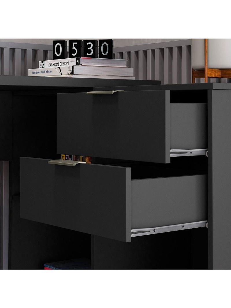 Escrivaninha Com Tampo Giratório 2 Gavetas Nt2060 Preto