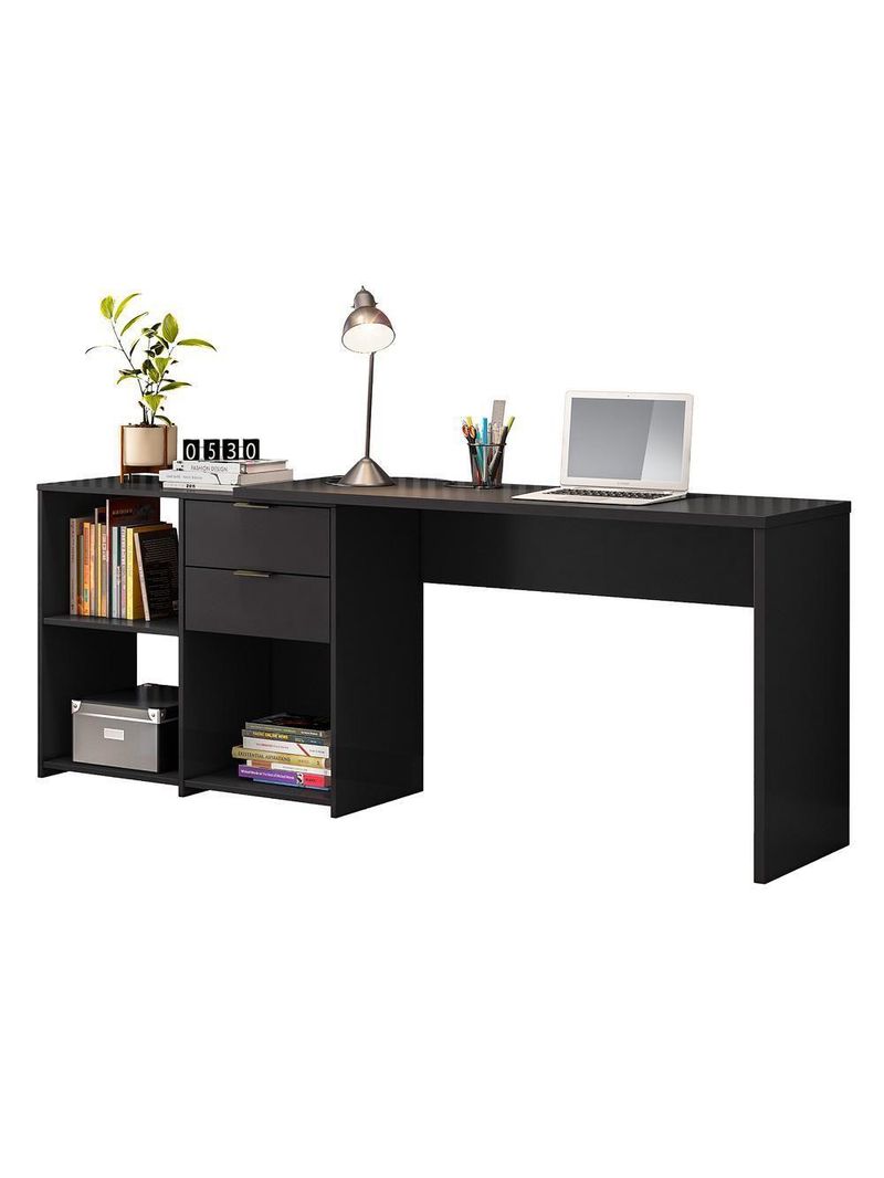 Escrivaninha Com Tampo Giratório 2 Gavetas Nt2060 Preto