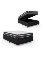 Cama Box Baú Casal Colchão Preto