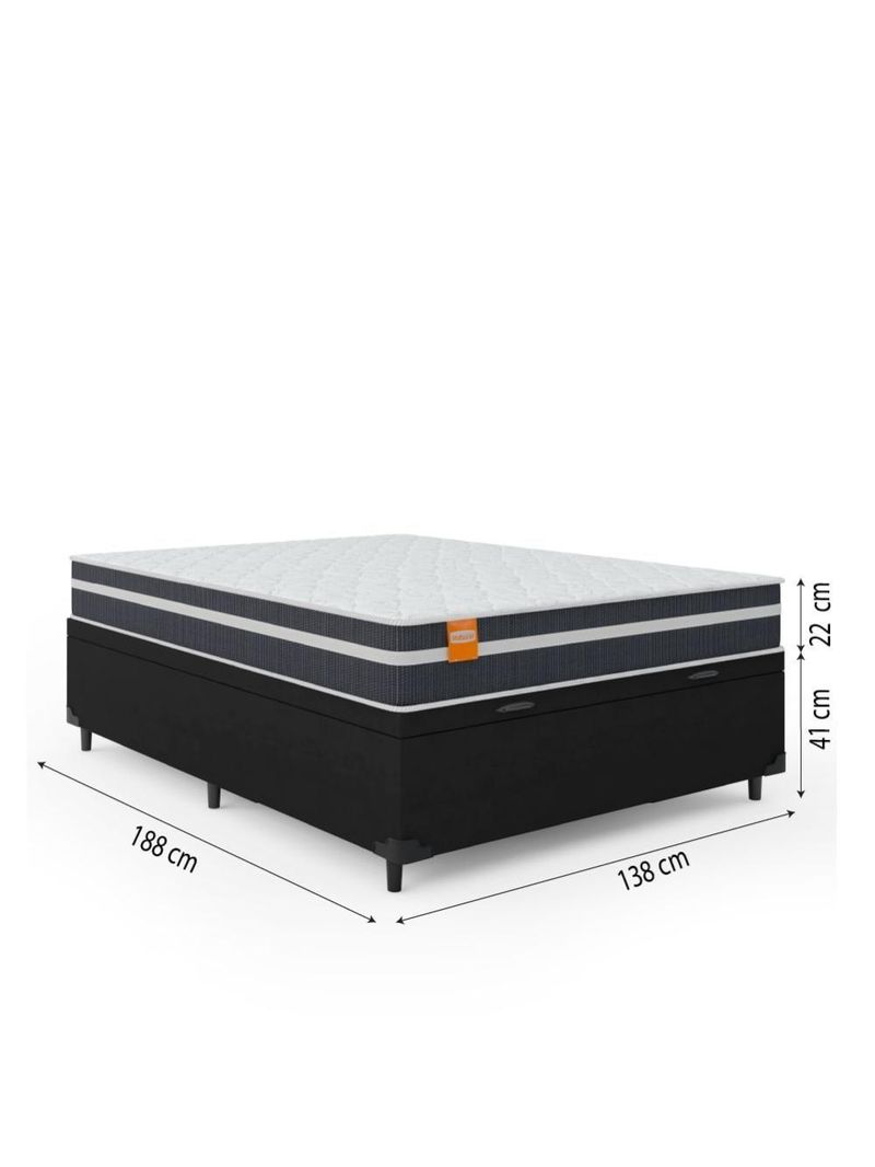 Cama Box Baú Casal Colchão Preto