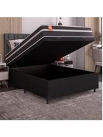 Cama Box Baú Casal Colchão Preto