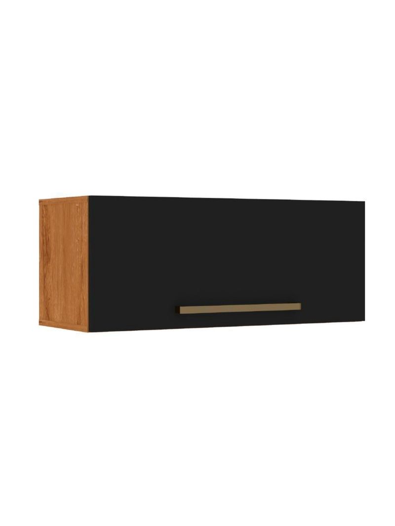 Armário Aéreo De Geladeira 1 Porta 0,80m Favorita Natura / Preto Preto