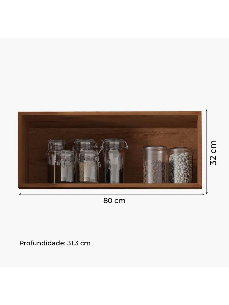 Armário Aéreo De Geladeira 1 Porta 0,80m Favorita Natura / Preto Preto