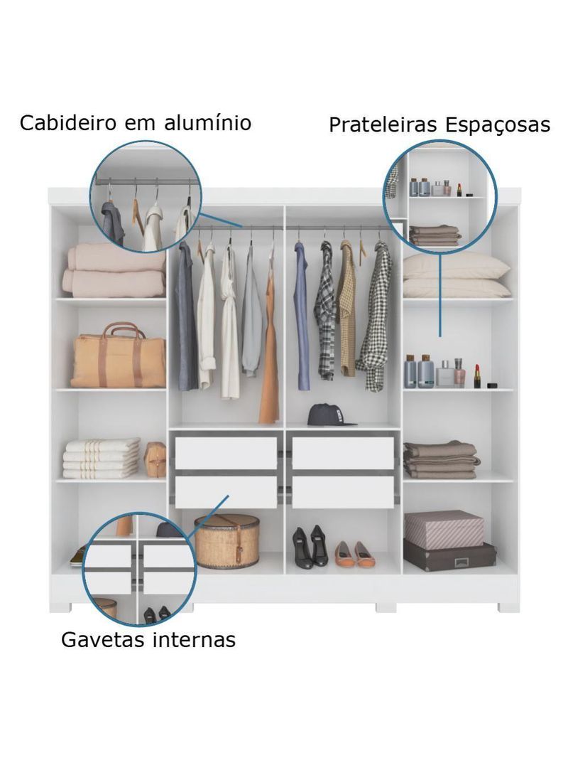 Guarda Roupas Casal 8 Portas 4 Gavetas Diplomata Moval