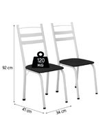 Conjunto De Mesa Sala De Jantar Com 6 Cadeiras Tubular Tampo Bp Madeirado Retangular 1,36m Branco / Preto