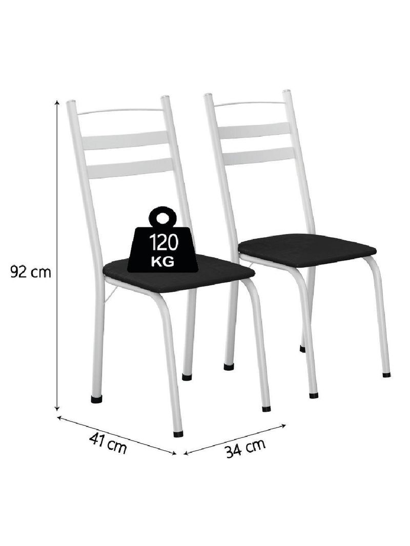 Conjunto De Mesa Sala De Jantar Com 6 Cadeiras Tubular Tampo Bp Madeirado Retangular 1,36m Branco / Preto