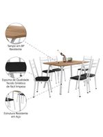 Conjunto De Mesa Sala De Jantar Com 6 Cadeiras Tubular Tampo Bp Madeirado Retangular 1,36m Branco / Preto