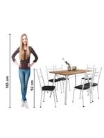 Conjunto De Mesa Sala De Jantar Com 6 Cadeiras Tubular Tampo Bp Madeirado Retangular 1,36m Branco / Preto