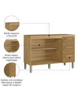 Balcão de Cozinha Triplo Ripado Com Tampo Kits Paraná Freijo