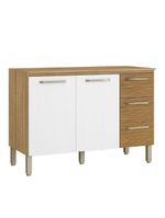 Balcão de Cozinha Triplo Ripado Com Tampo Kits Paraná Freijo