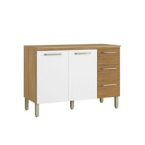 Balcão de Cozinha Triplo Ripado com Tampo 2 Portas 3 Gavetas 1,20 m Ametista – Kit’s Paraná