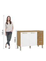 Balcão de Cozinha Triplo Ripado Com Tampo Kits Paraná Freijo