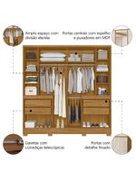 Guarda Roupas Casal Com Espelho Frisado 10 Portas 4 Gavetas Alasca Madeirado Off White