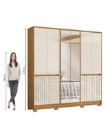 Guarda Roupas Casal Com Espelho Frisado 10 Portas 4 Gavetas Alasca Madeirado Off White