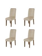 Conjunto com 4 Cadeiras Estofadas Sala de Jantar Grécia Cedro / Bege – Dobuê