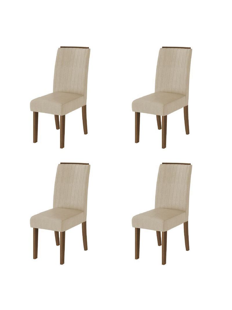 Conjunto com 4 Cadeiras Estofadas Sala de Jantar Grécia Cedro / Bege – Dobuê