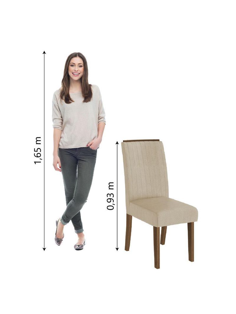 Conjunto com 4 Cadeiras Estofadas Sala de Jantar Grécia Cedro / Bege – Dobuê