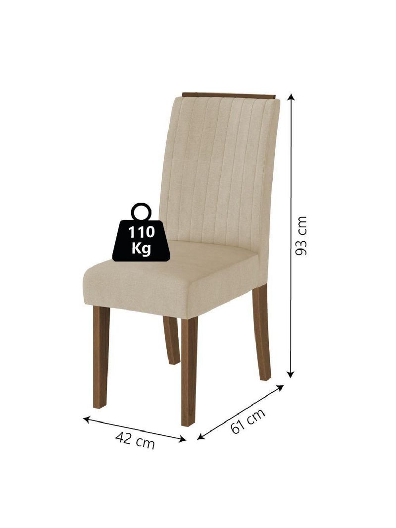 Conjunto com 4 Cadeiras Estofadas Sala de Jantar Grécia Cedro / Bege – Dobuê