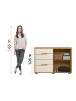 Cômoda 4 Gavetas 2 Portas Ripado Texas Freijó/Off White