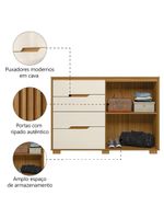 Cômoda 4 Gavetas 2 Portas Ripado Texas Freijó/Off White