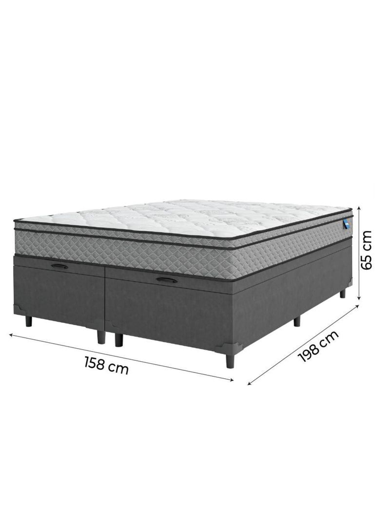 Cama Box Baú Casal Queen Colchão 158x198x65cm