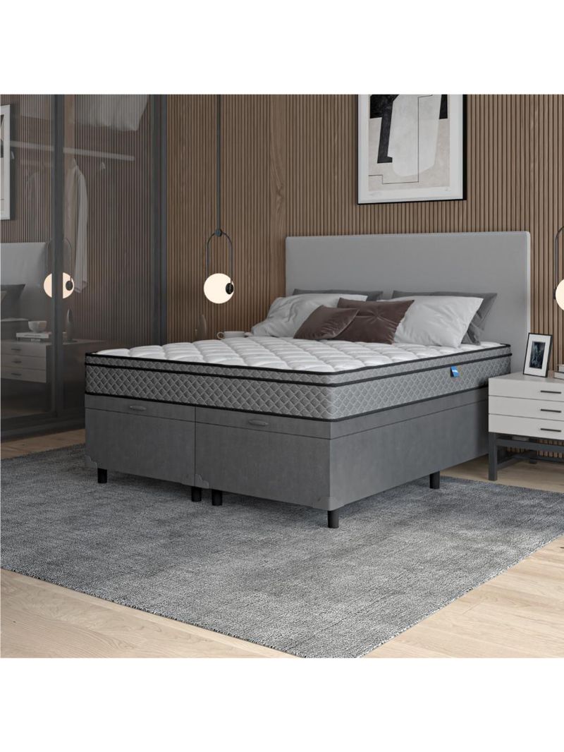 Cama Box Baú Casal Queen Colchão 158x198x65cm
