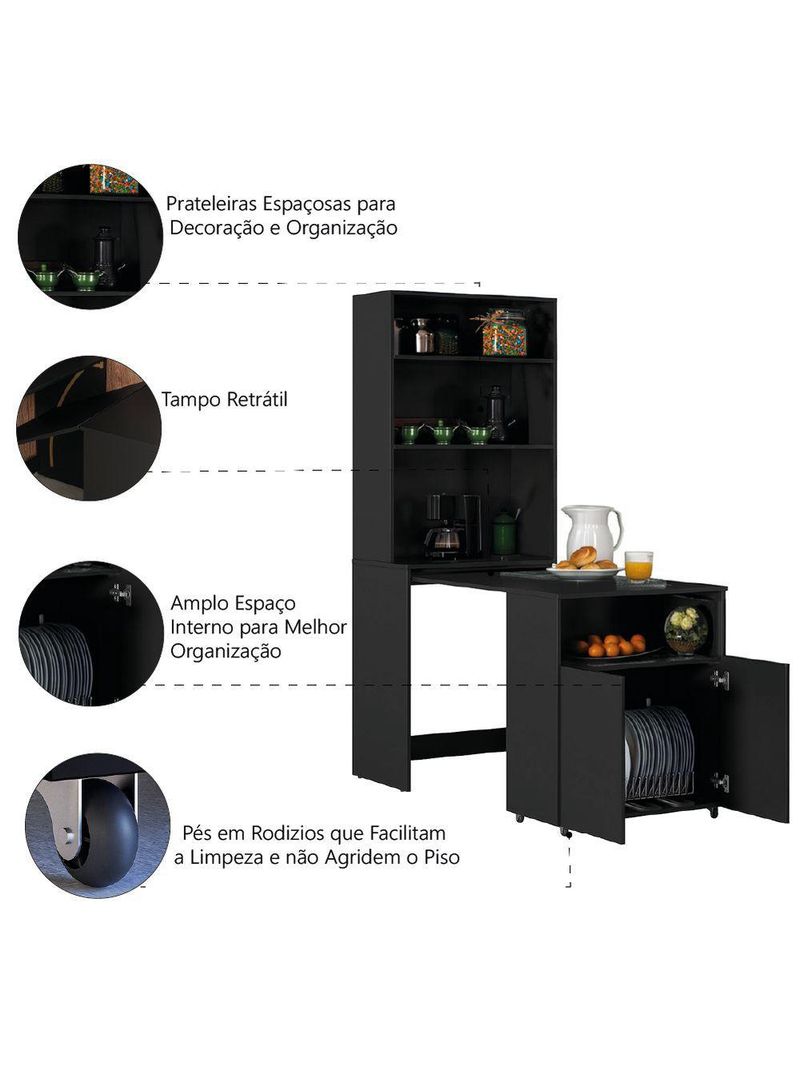 Armário De Cozinha Com Mesa Retrátil  Duo Kit's Paraná