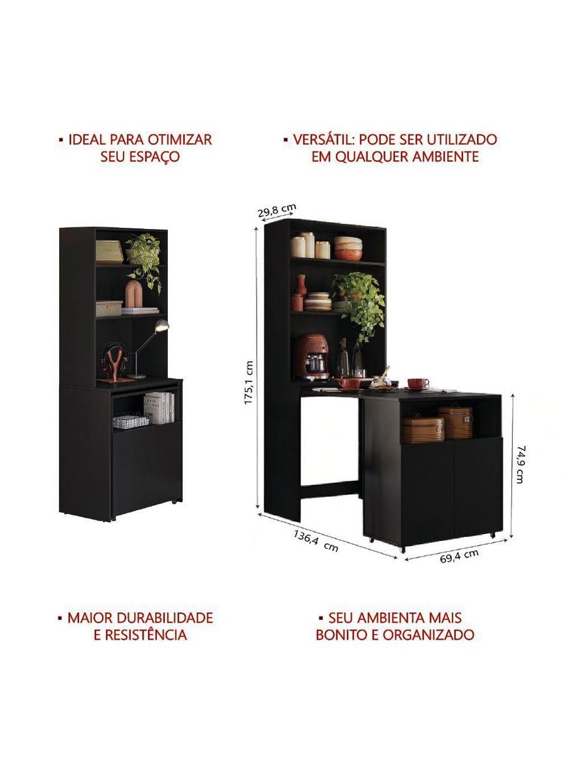 Armário De Cozinha Com Mesa Retrátil  Duo Kit's Paraná