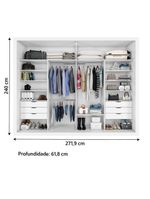 Guarda Roupas Casal Ripado 2 Portas De Correr 6 Gavetas Coliseu Zanzini Branco