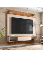 Painel Para TV Até 65 Polegadas Ripado Impressão 3D Com Nicho Viena Madeirado/Off White Caemmun