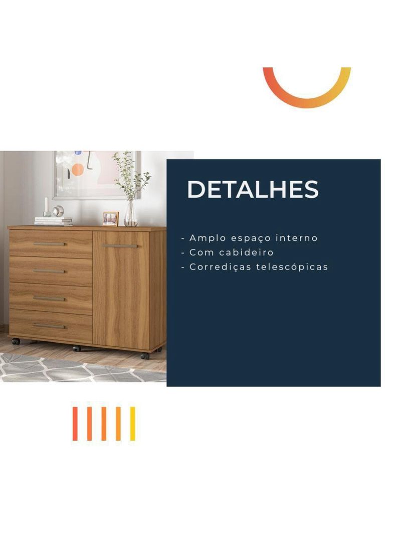 Cômoda 4 Gavetas Flora Amendola Amêndoa