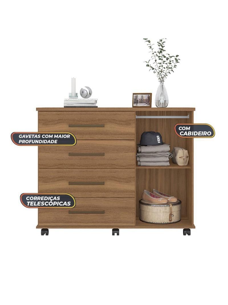 Cômoda 4 Gavetas Flora Amendola Amêndoa